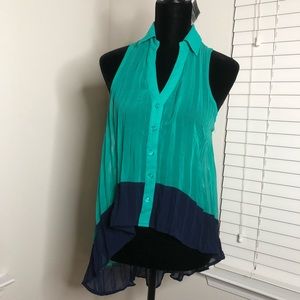 NWT‼️ Teal & Dark Blue Button-Up